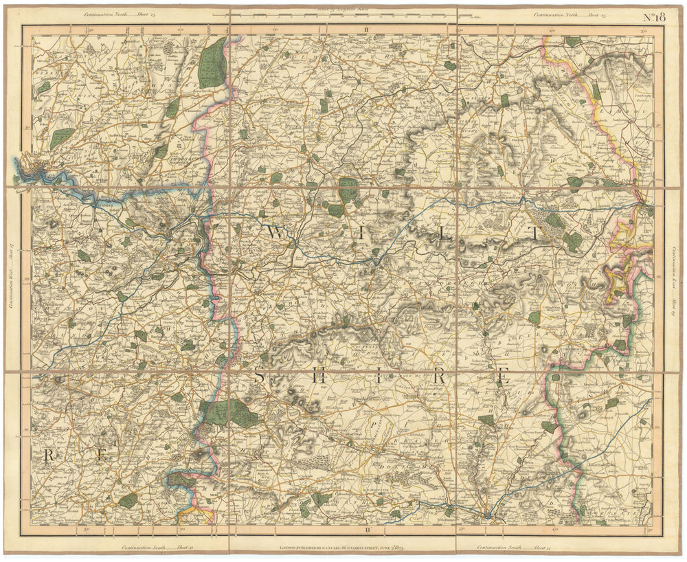 SOUTH COTSWOLDS & NORTH WESSEX DOWNS. Bristol Wiltshire E Somerset CARY 1832 map