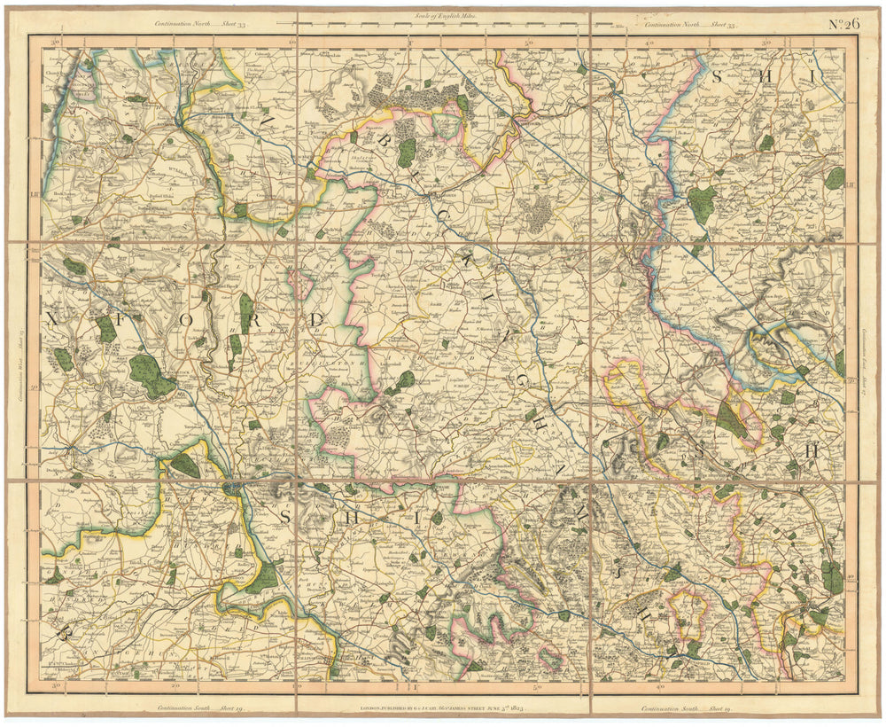CHILTERN HILLS & UPPER THAMES VALLEY. Buckinghamshire, Oxfordshire CARY 1832 map