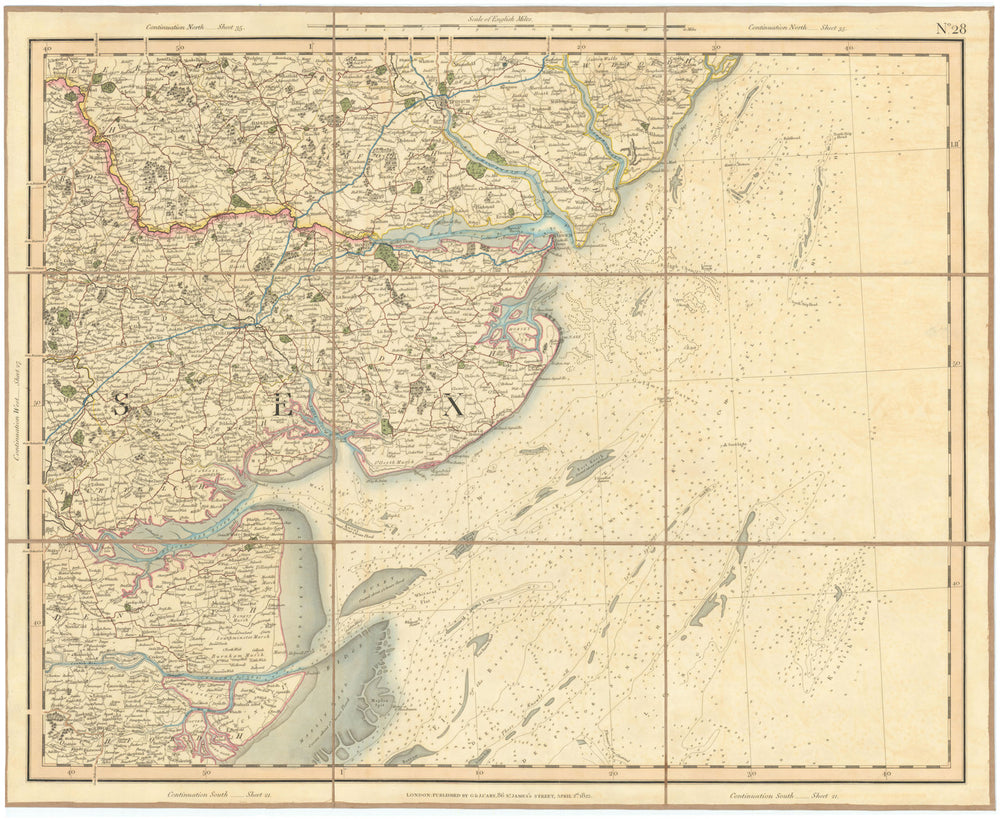 NORTH ESSEX & SOUTH SUFFOLK COASTS. Haven Ports. Tendring. CARY 1832 old map