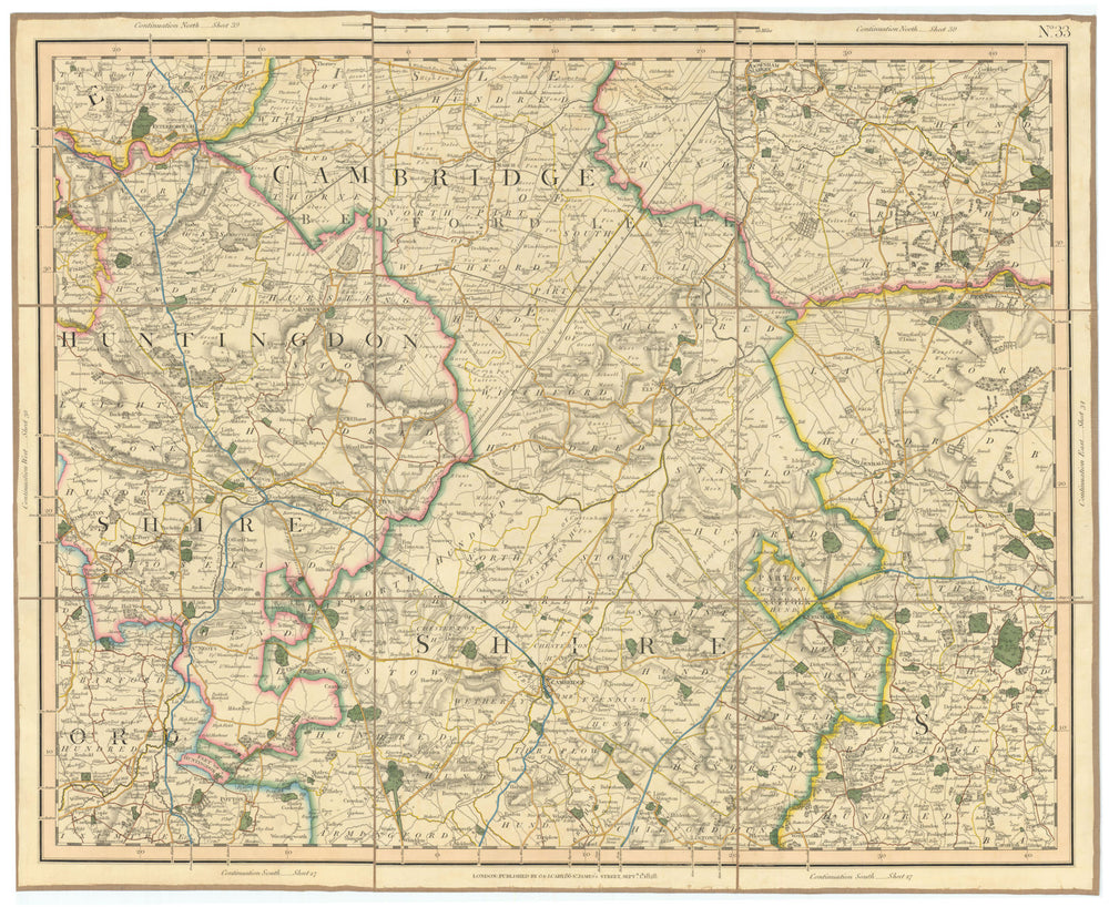 SOUTHERN FENS. Cambridgeshire Huntingdonshire W Suffolk SW Norfolk CARY 1832 map