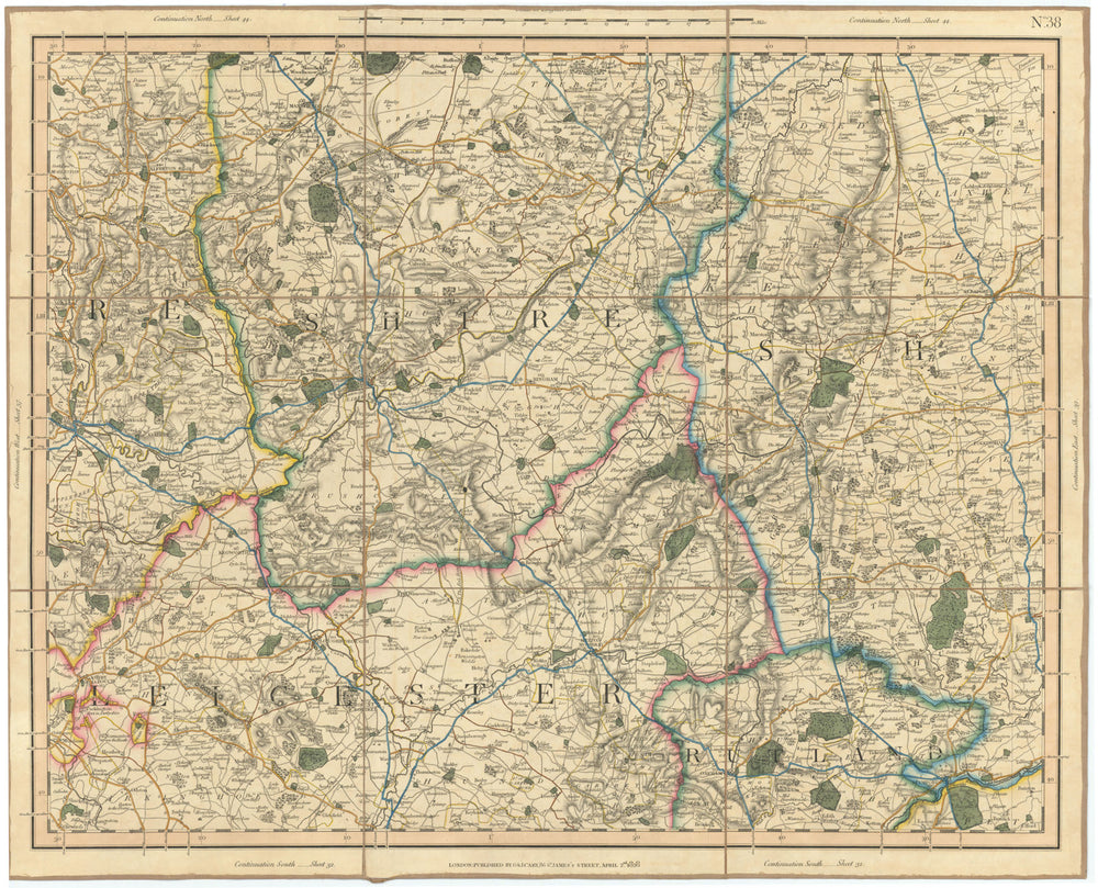 EAST MIDLANDS. Leicestershire Rutland Nottinghamshire Lincs Derbys CARY 1832 map