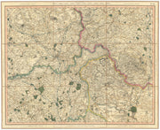 PEAK DISTRICT. Derbyshire Lancashire Cheshire Yorkshire Manchester CARY 1832 map