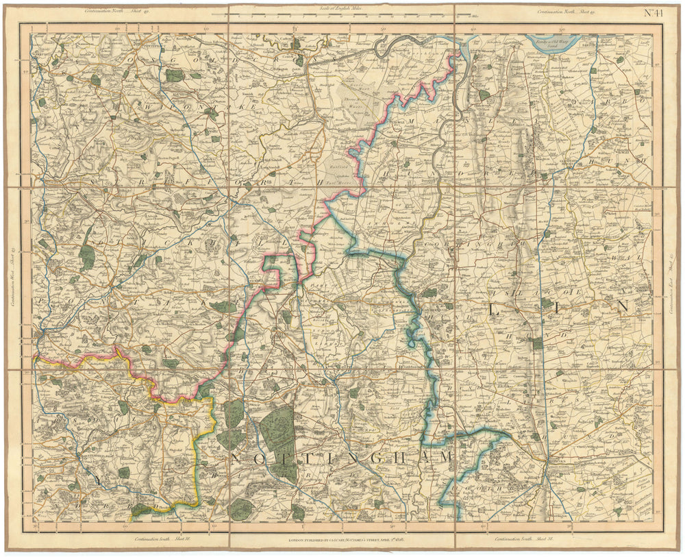 South Yorkshire, NW Lincolnshire, North Nottinghamshire. CARY 1832 old map