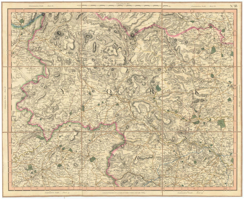 SOUTH YORKSHIRE DALES. Yorkshire West Riding, NE Lancashire. CARY 1832 old map