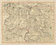 SOUTH YORKSHIRE DALES. Yorkshire West Riding, NE Lancashire. CARY 1832 old map