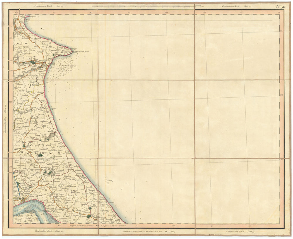 HOLDERNESS COAST & BRIDLINGTON BAY. Flamborough Head. Yorkshire. CARY 1832 map