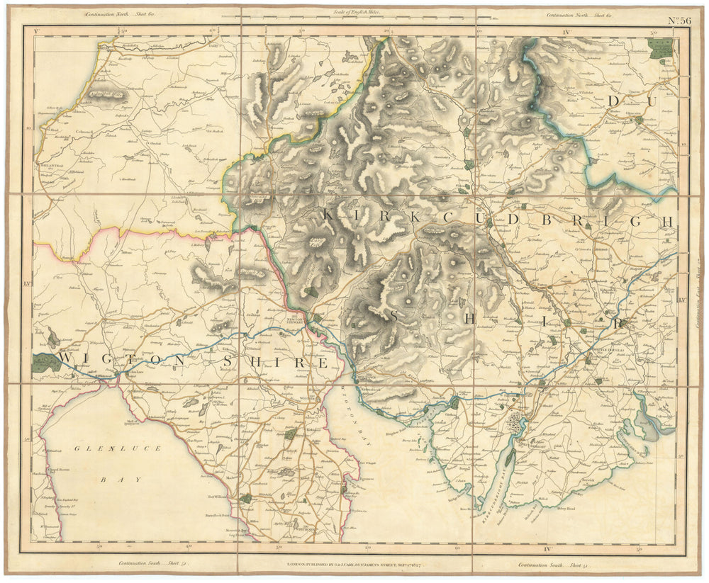 GALLOWAY & MIINGAFF HILLS. Kirkudbrightshire Ayrshire Wigtownshire CARY 1832 map