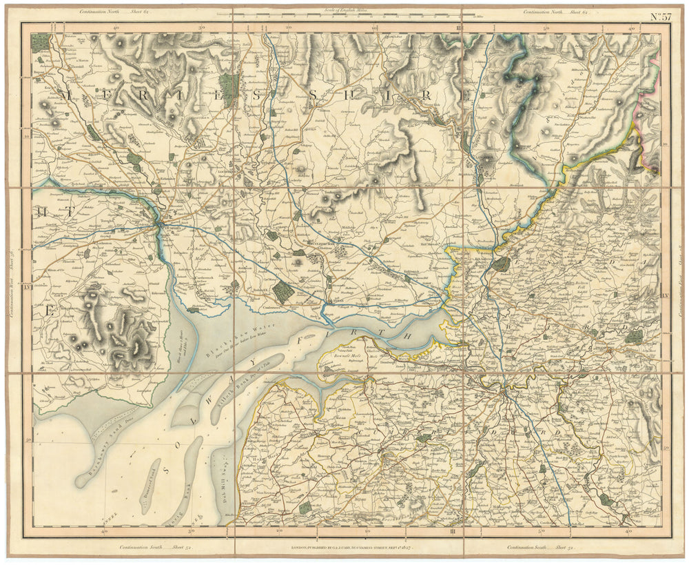 SOLWAY FIRTH. South Dumfries-shire & North Cumbria. Carlisle. CARY 1832 map
