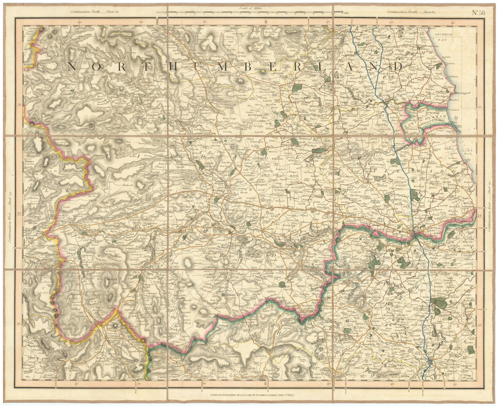SOUTHERN NORTUMBERLAND. North County Durham. Newcastle-upon-Tyne. CARY 1832 map