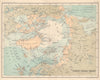 North Polar chart. Explorers' positions. Drift ice limits. Arctic 1898 old map