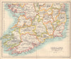 Ireland Southern Section. BARTHOLOMEW 1898 old antique vintage map plan chart