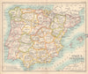 Spain and Portugal provinces. Iberia. BARTHOLOMEW 1898 old antique map chart