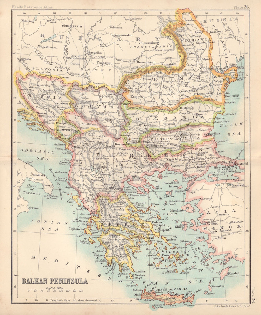 Balkan Peninsula. Eastern Roumelia Servia Turkey in Europe. Greece 1898 map