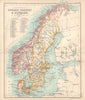 Sweden, Norway, & Denmark. Scandinavia. BARTHOLOMEW 1898 old antique map chart