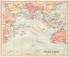 Sketch chart of the Indian Ocean. British territories in pink 1898 old map