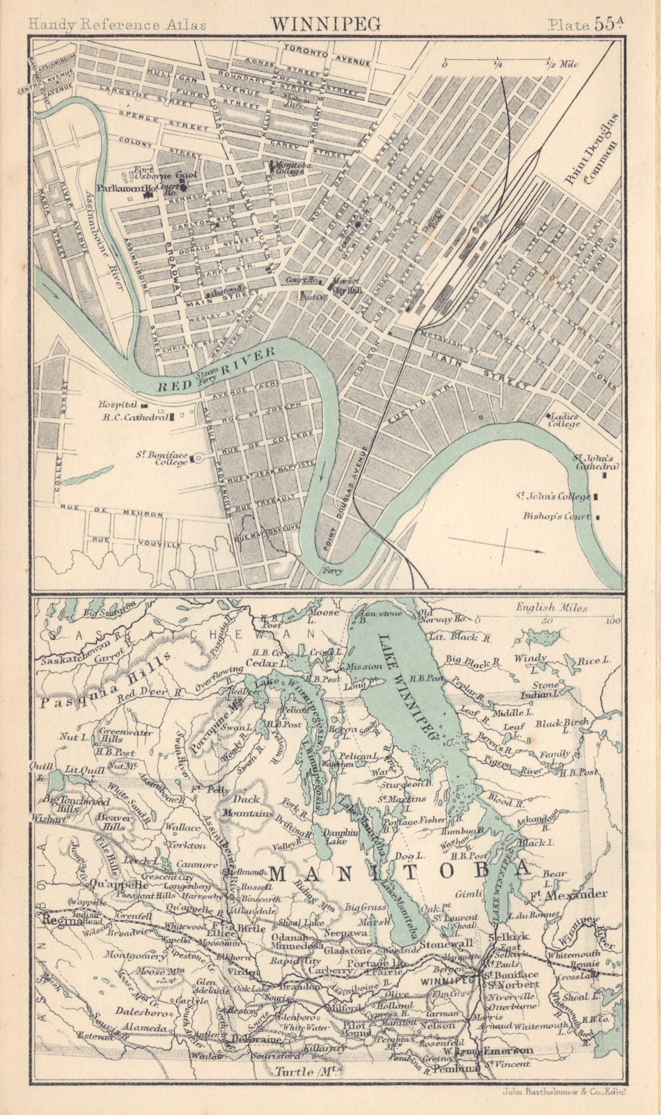 Winnipeg town/city plan. Manitoba postage stamp province. Canada 1898 old map