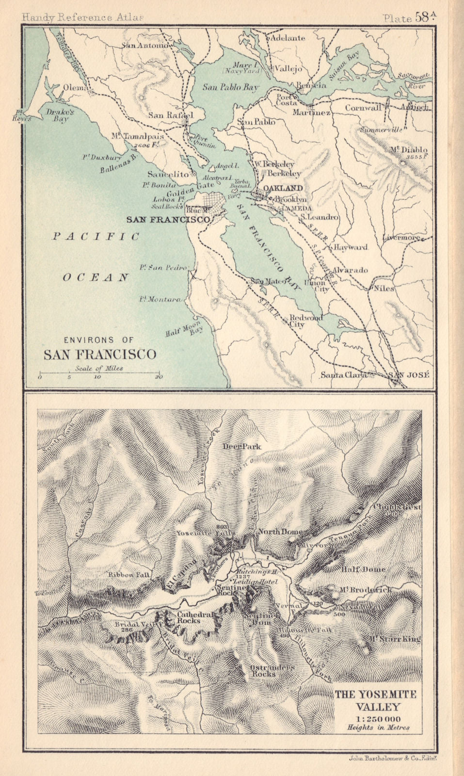 Environs of San Francisco. Yosemite Valley. California. BARTHOLOMEW 1898 map