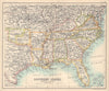 Southern States (United States). Deep South. Indian Territory. USA 1898 map