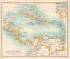 West Indies and Central America; Inset British Guiana. Caribbean 1898 old map