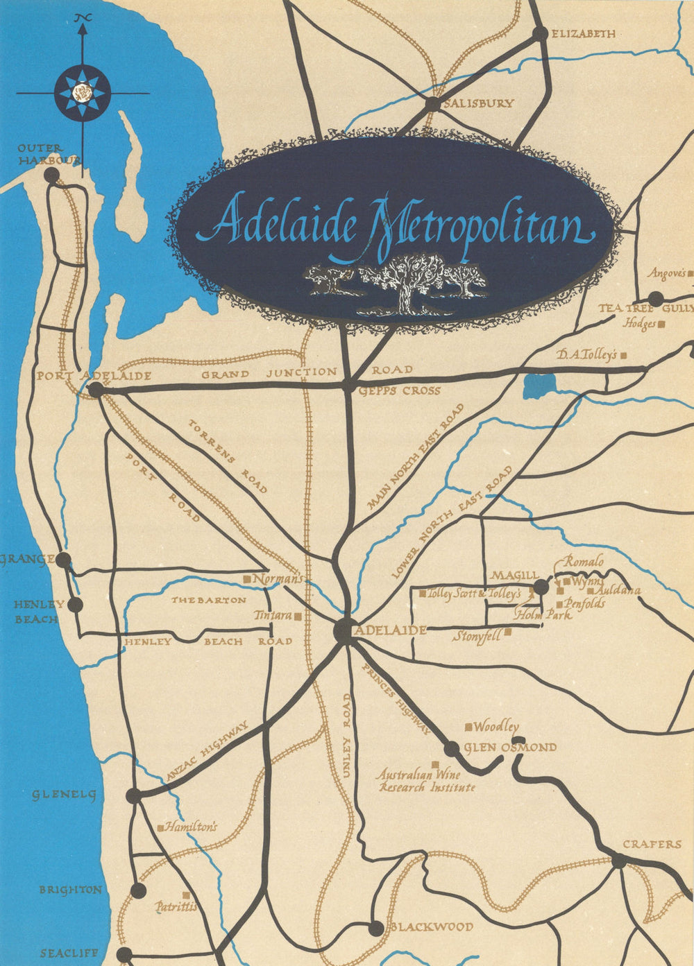 Adelaide Metropolitan wineries. South Australia 1966 old vintage map chart