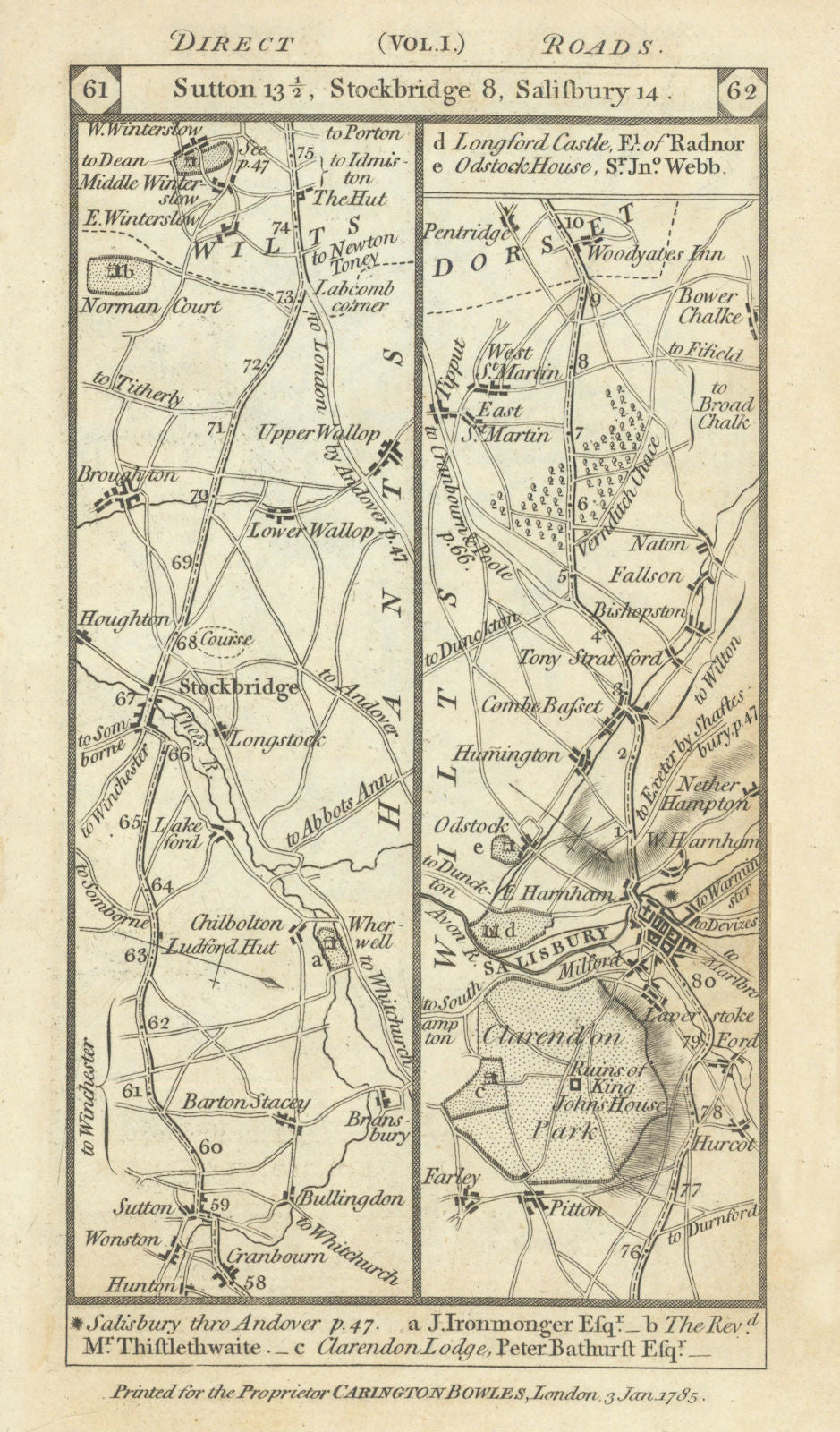 Wonston-Stockbridge-Wallop-Salisbury-Martin road strip map PATERSON ...