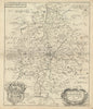 A Mapp of Warwickshire with its Hundreds by Richard Blome 1673 old antique