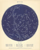 STAR MAP VIII. The Night Sky. July-August. Astronomy. PROCTOR 1896 old
