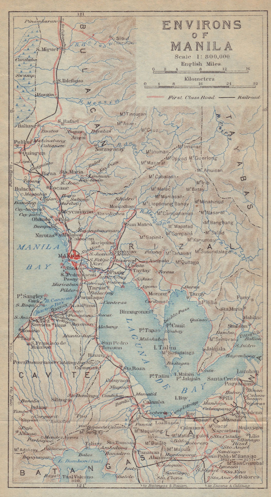 Manila & environs. Luzon. Philippines 1917 old antique vintage map plan ...