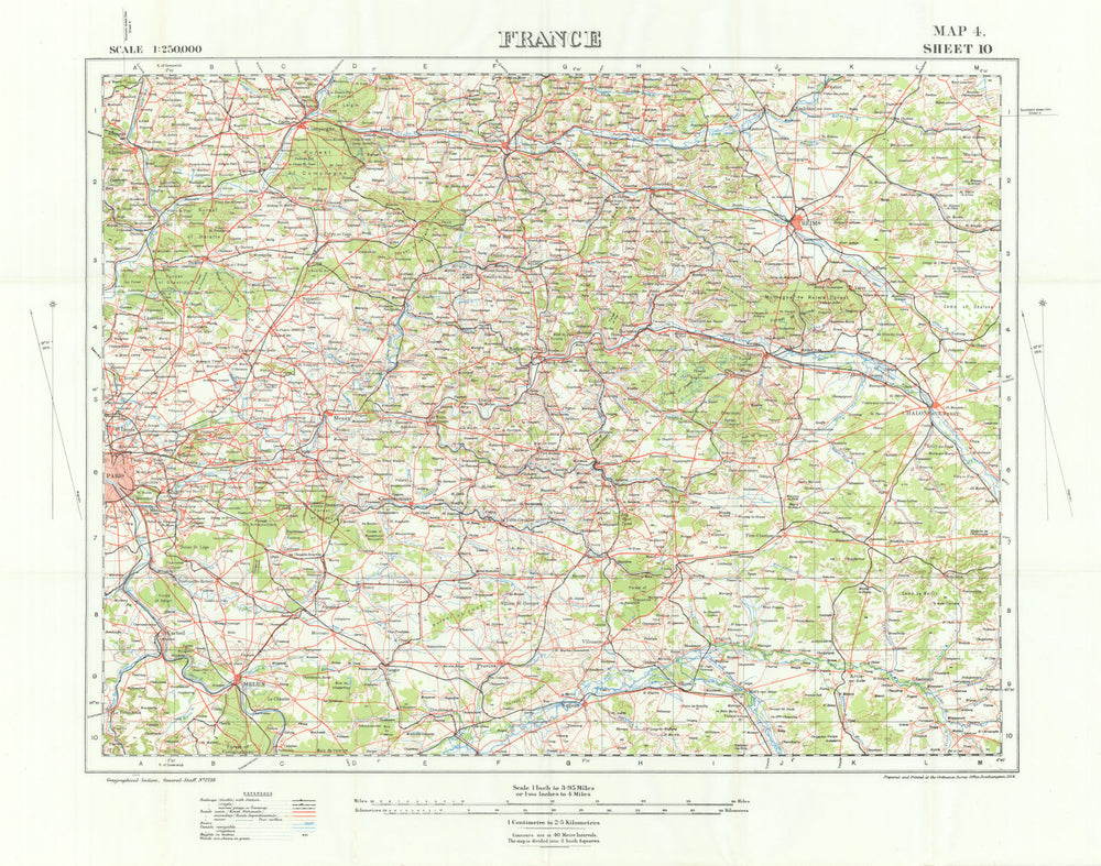 France 1914. First World War. 1933 old vintage map plan chart