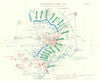 Battle of Ypres 1914. 4th November, 1914. First World War. 1933 old map