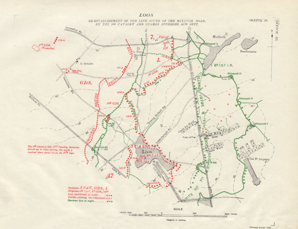 Battle of Loos, Line re-establishment, 26th Sept. 1915. WW1. Trenches 1928 map