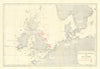 British Islands, North Sea & Baltic Entrance 1914. Minefields. WW1. 1921 map