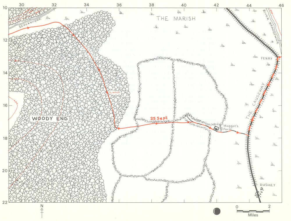 MIDDLE-EARTH Maggot's Farm. Frodo's route. TOLKIEN/STRACHEY 1981 old map