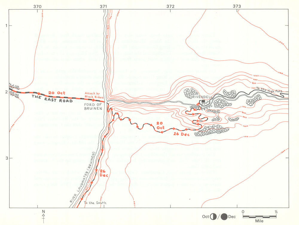 MIDDLE-EARTH Rivendell. Frodo's route. TOLKIEN/STRACHEY 1981 old vintage map