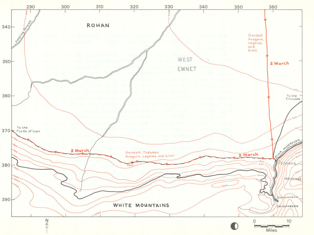 MIDDLE-EARTH Edoras. Frodo's route. TOLKIEN/STRACHEY 1981 old vintage map