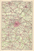 BIRMINGHAM Adjacent Counties. West Midlands. Derby Gloucester 1954 old map
