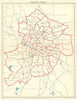 BIRMINGHAM Munipical Wards 1954 old vintage map plan chart