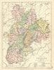 'County of Peebles'. Peeblesshire. Parishes. BARTHOLOMEW 1886 old antique map