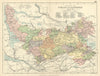 Stirlingshire & Clackmannanshire counties. BARTHOLOMEW 1886 old antique map