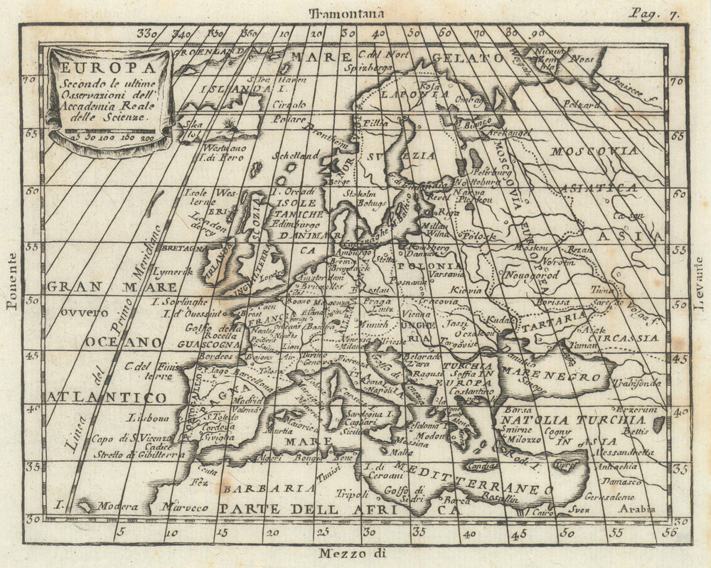 'Europa'. Europe antique map by Claudio Buffier 1788 old chart