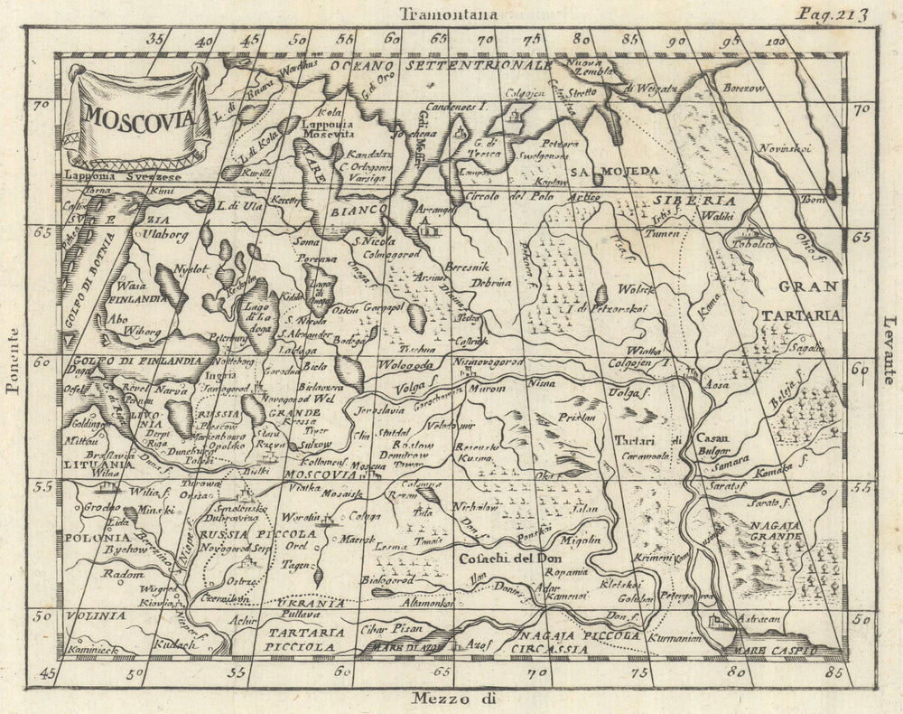 'Moscovia'. Muscovy. Russia antique map by Claudio Buffier 1788 old