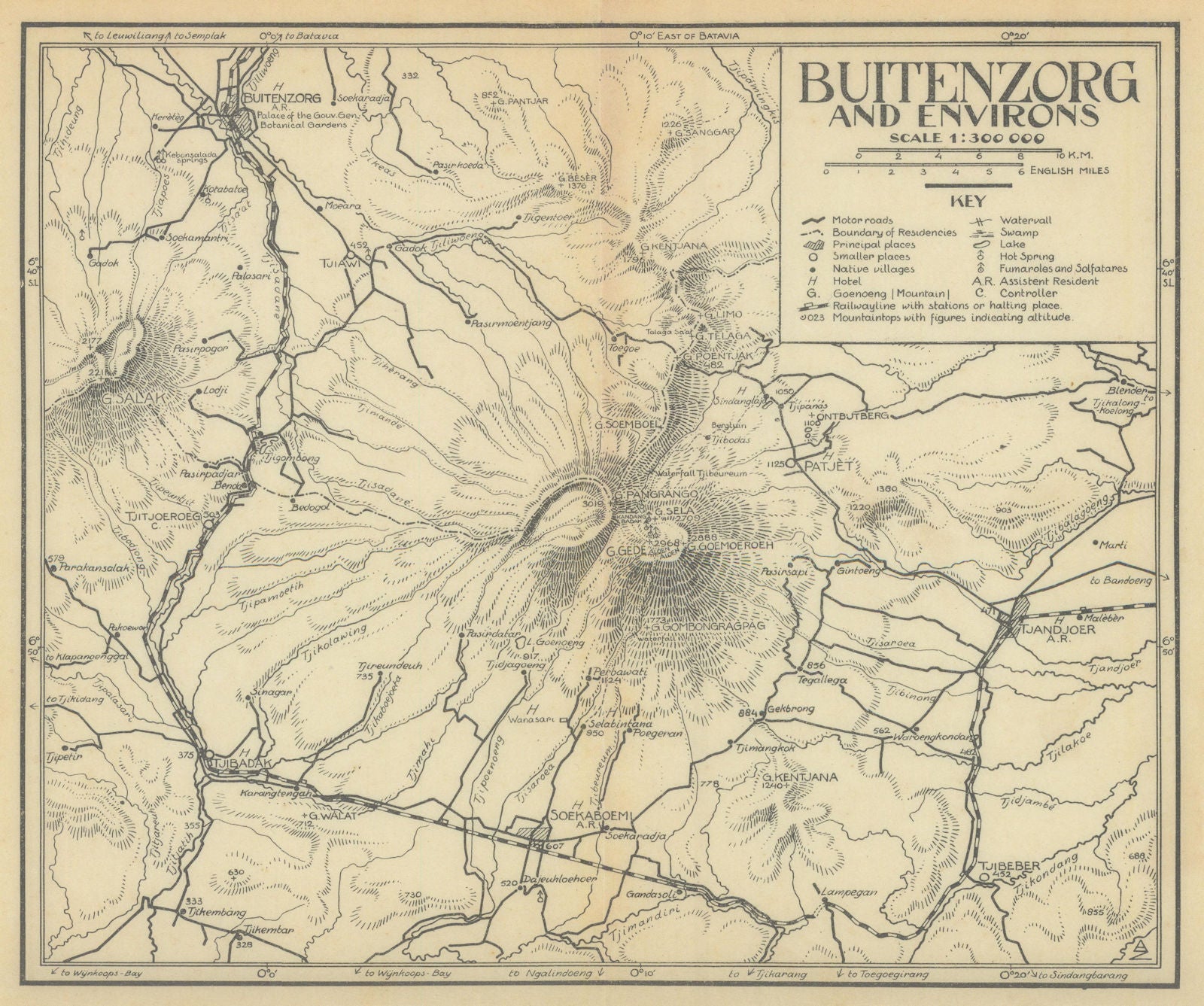 Buitenzorg & environs. Bogor & Pangrango, Java, Indonesia. VAN