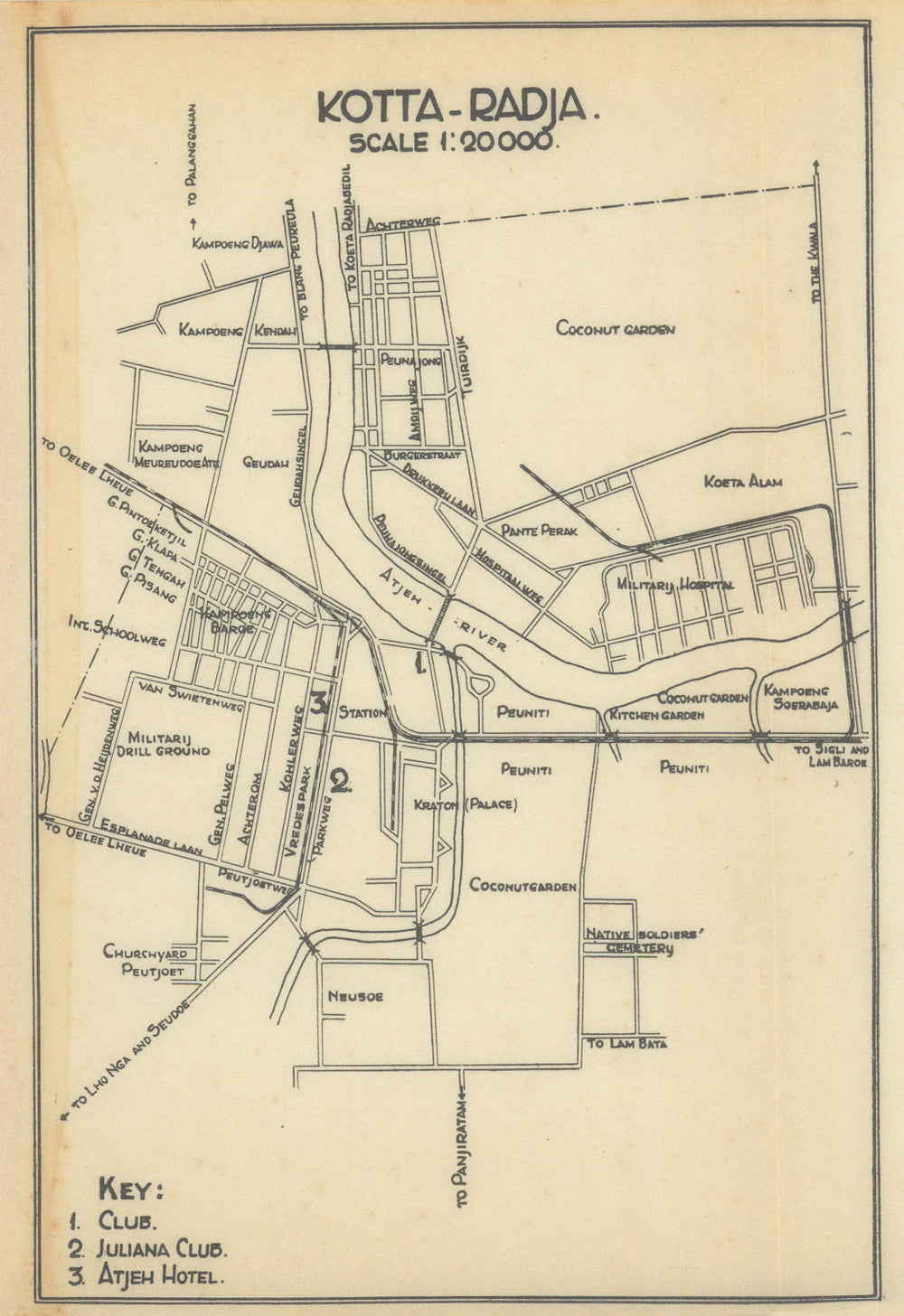 Kotta Radja. Kuta Raja/Banda Aceh Sumatra Dutch East Indies VAN STOCKUM 1930 map