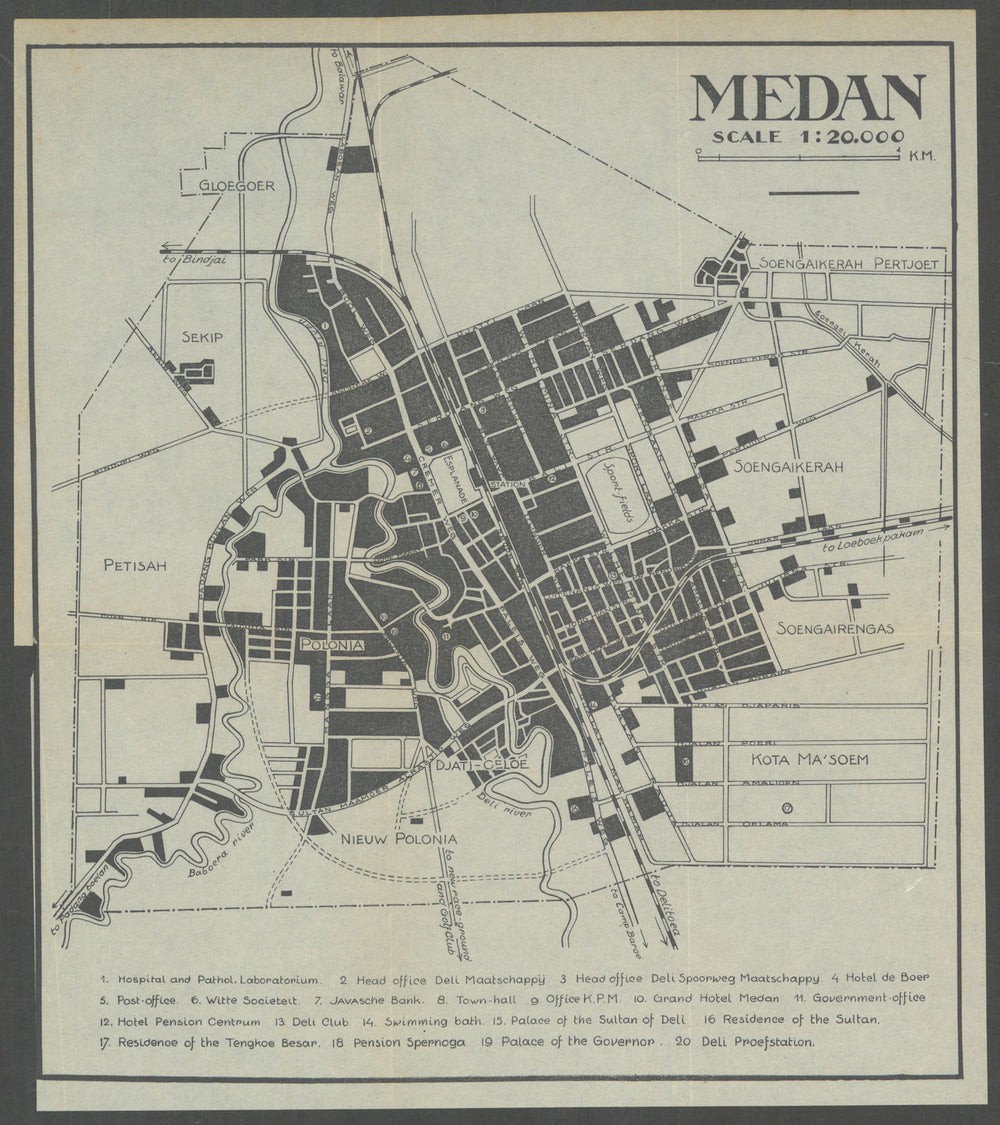 Medan city plan. Sumatra, Dutch East Indies. Indonesia. VAN STOCKUM 1930 map
