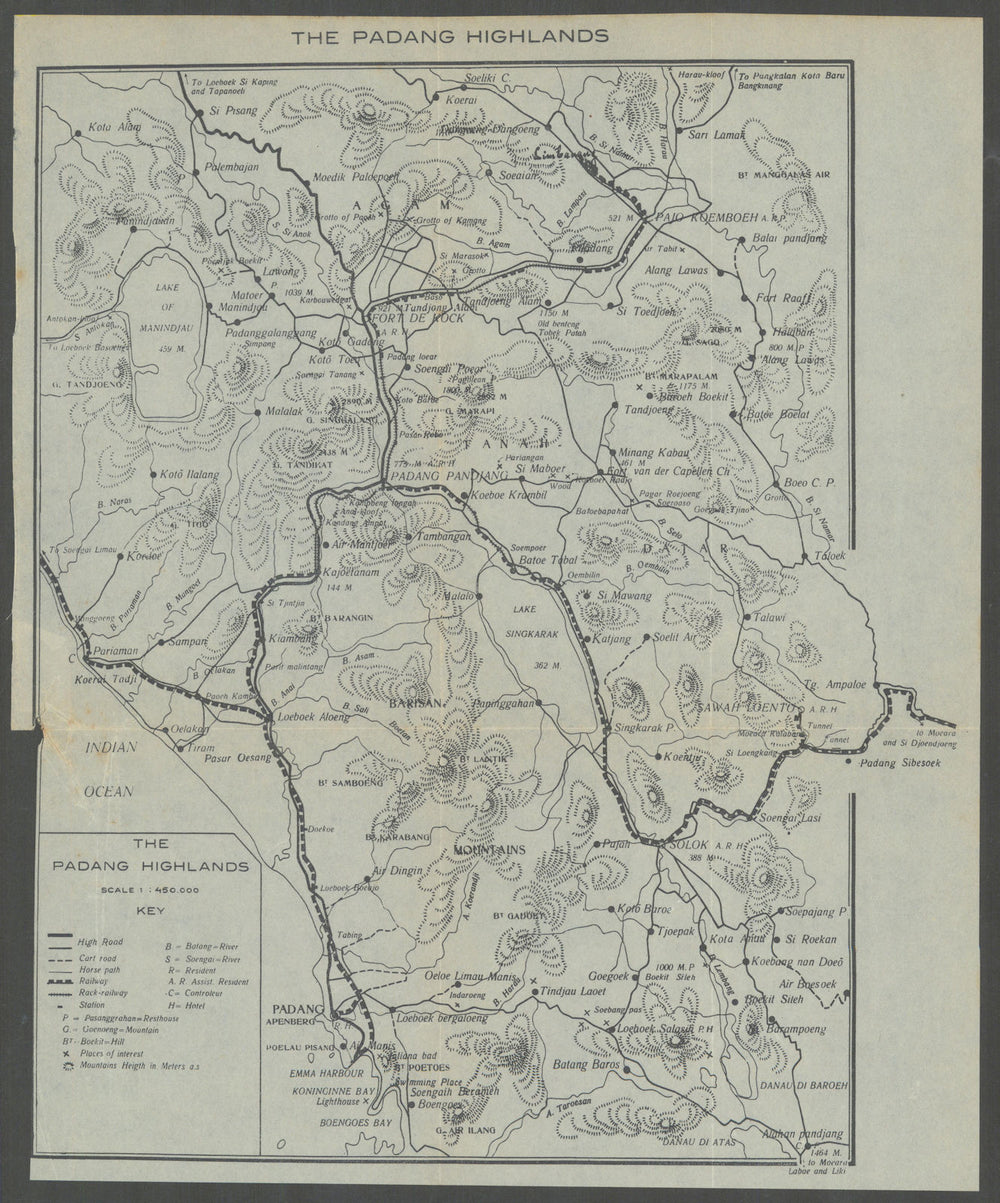 The Padang Highlands. Sumatra, Dutch East Indies. Indonesia VAN STOCKUM 1930 map