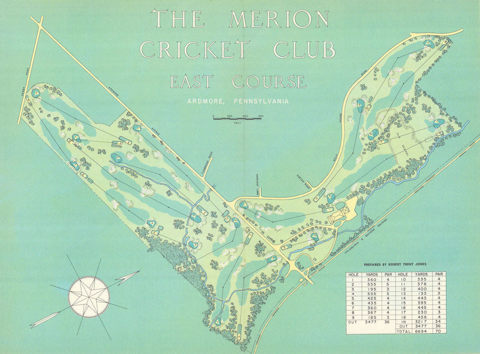 Merion Golf Club East Course, Pennsylvania. Robert Trent Jones plan ...