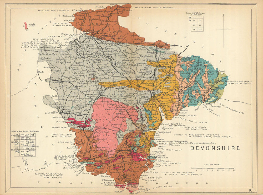 DEVON Devonshire. Geological map. STANFORD 1904 old antique plan chart
