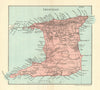 TRINIDAD. Vintage map. West Indies. Caribbean 1910 old antique plan chart