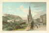 Princes Street, looking west , Edinburgh. Scotland antique chromolithograph 1891