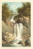 Waterfall at Inversnaid, Loch Lomond. Scotland antique chromolithograph 1891